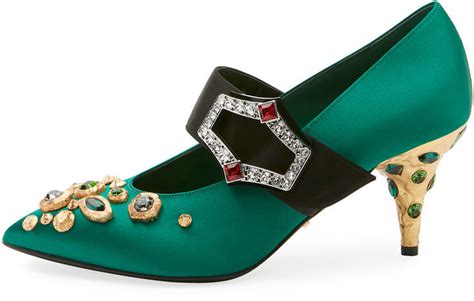 prada 75mm satin mary jane w jeweled heel|prada heels.